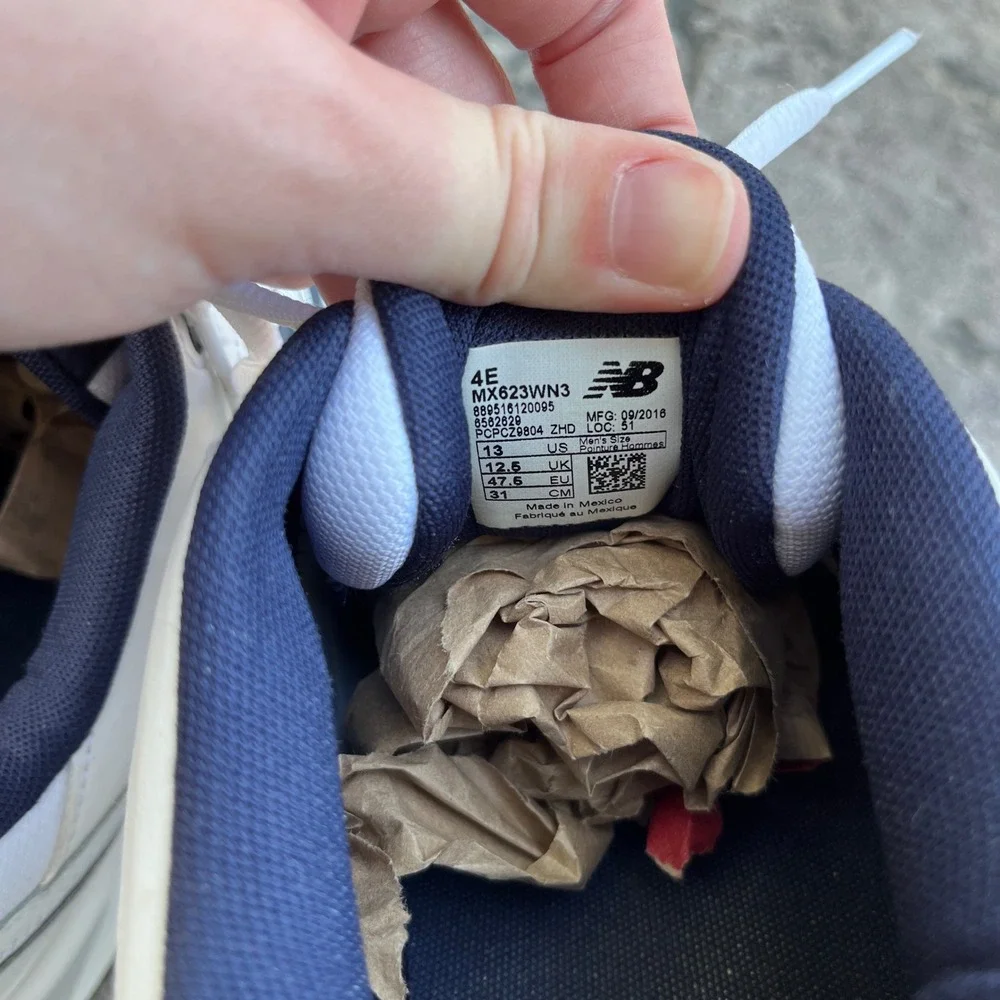 New Balance 623v3 Men 13 4E Extra Wide White Navy Leather Training Shoes walking - Picture 7 of 9